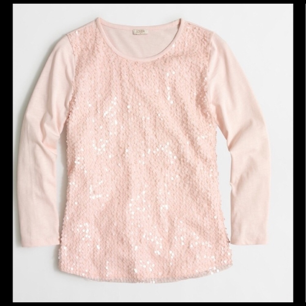NWT J. Crew Sequin Long Sleeve Cotton Shirt Blush